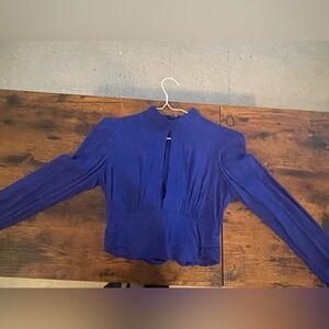 Elegant Blue Long Sleeve Blouse